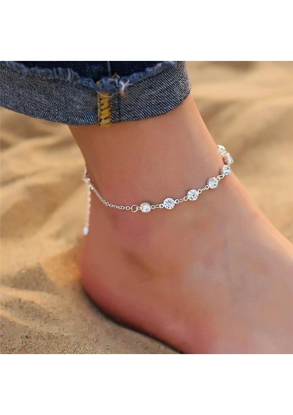 Altın Yeni Moda Kristal Halhal Altın Gümüş Renk Boho Ayak Bileği Bilezik Ayak Bileği Bilezik Bohemian Takı (Yurt Dışından) fiyatları