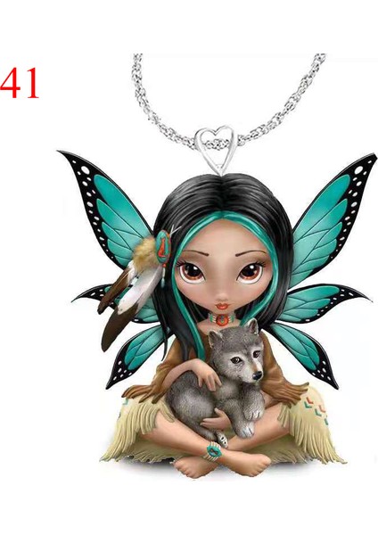 No.41 Boyutu 43 Stilleri Yaratıcı 3D Anime Karikatür Melek Kanatları Tasarım Bezemeler Figurineresin Kolye Su Dalgası Zincir Kolye (Yurt Dışından)