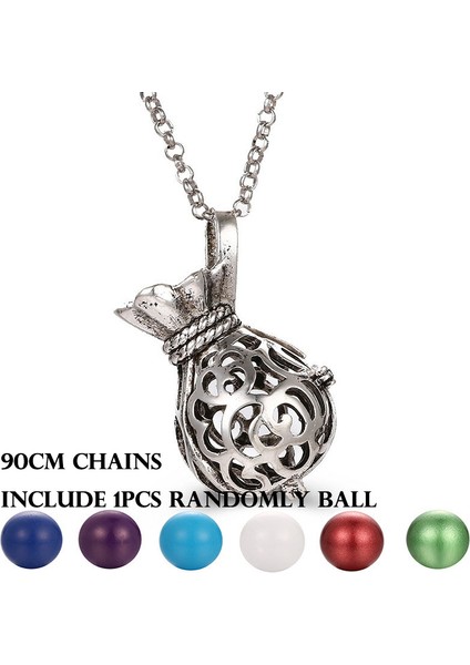 Mor Charm Meksika Chime Hollow Melek Kanatları Vintage Kolye Takı Müzik Topu Uçucu Yağ Mesih Çapraz 3D Stil Gebelik Kolye (Yurt Dışından)