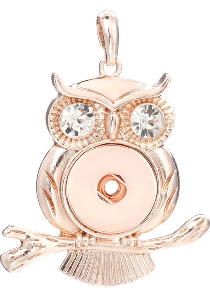 No.4 Boyutu Yeni Yapış Kolye Kolye Rhinestone Metal Baykuş Kolye Fit Snap Düğmesi Moda Yapış Takı Baykuş Kolye (Yurt Dışından)