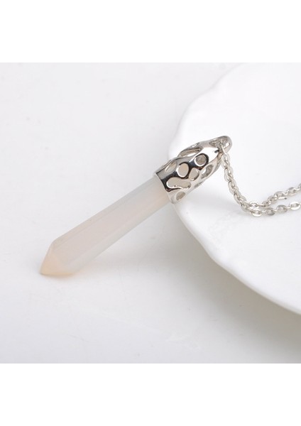 Opal Doğal Taş Lapis Kristal Kuvars Kolye Uzun Değnek Noktası Sarkaç Charm Kolye Takı Kolye Hediyeler Kutusu (Yurt Dışından)