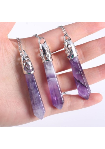 Opal Doğal Taş Lapis Kristal Kuvars Kolye Uzun Değnek Noktası Sarkaç Charm Kolye Takı Kolye Hediyeler Kutusu (Yurt Dışından)