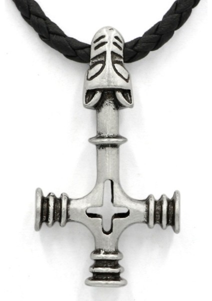 Gümüş Vintage Iskandinav Tarzı Kurt Kafası Çapraz Kolye Viking Muska Kolye (Yurt Dışından)