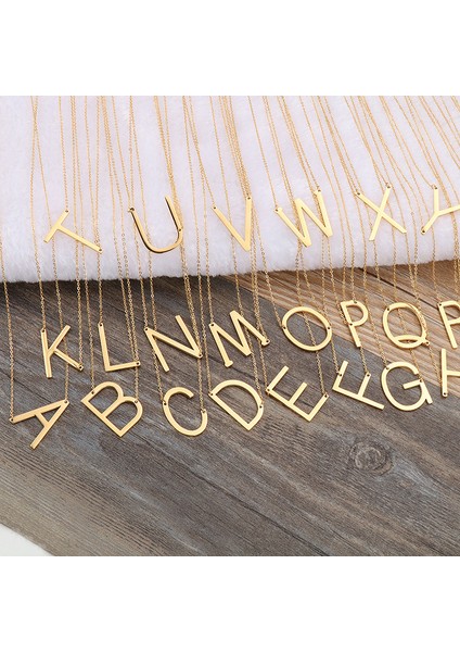 No.12 Boyutu 26 Ilk Harfler Kolye Moda Büyük Alfabe Kolye Altın Renk Zincir Gerdanlık Kadın Kızlar Charm Sevgililer Günü Takı Hediye (Yurt Dışından) fiyatları
