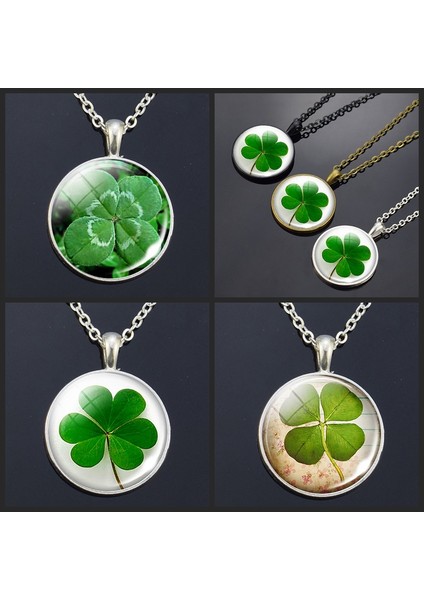 Net Stil No.6 Boyutu Yonca Bildirimi Kolye Şanslı Dört Yapraklı Yonca Kolye Sanat Resmi Cam Kolye Kolye Kadınlar Için Zincirler Kolye (Yurt Dışından) fiyatları