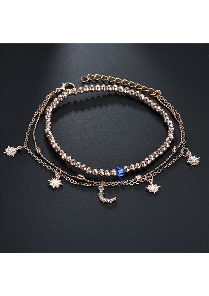 NO.50312 Boyutu Wukalo Boho Tarzı Yıldız Ay Halhal Moda Çok Katmanlı Ayak Zinciri Yeni Ayak Bileği Bilezik Kadınlar Için Plaj Aksesuarları Hediye (Yurt Dışından) modelleri