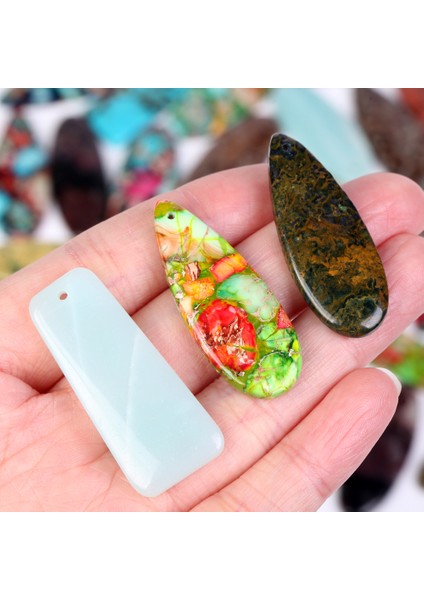 STIL10 Doğal Su Damlası Üçgen Oval Deniz Tortu Jades Taş Kolye Takı Yapımı Için Diy El Sanatları Kolye Aksesuarları 42*16MM (Yurt Dışından)