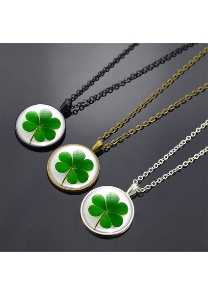 Net Stil No.6 Boyutu Yonca Bildirimi Kolye Şanslı Dört Yapraklı Yonca Kolye Sanat Resmi Cam Kolye Kolye Kadınlar Için Zincirler Kolye (Yurt Dışından) fırsatları
