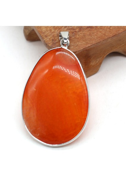 Turuncu Doğal Akik Taş Su Damlası Gümüş Kaplama Akik Kolye El Yapımı Takı Yapımı Mücevher Taş Kolye Moda Takılar Kolye (Yurt Dışından)