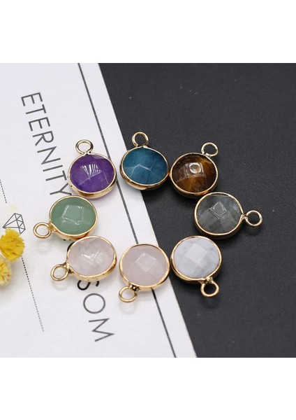 Mavi Doğal Taş Kolye Yuvarlak Şekil Ametist Temizle Kuvars Charms Moda Takı Yapımı Için Diy Kolye Küpe Aksesuarları (Yurt Dışından)