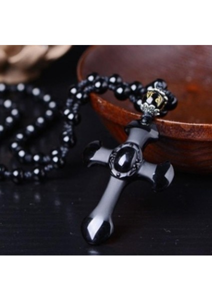 AL4086-YEŞIL Doğal Siyah Obsidyen Oyma Çapraz Şanslı Kolye Boncuk Kolye Erkekler Için El Oyma Kolye Kadın Takı (Yurt Dışından) modelleri