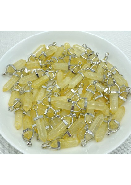 No.23 Doğal Taş Taş Kuvars Kristal Sitrin Çizgili Akik Altıgen Sarkaç Reiki Charm Kolye Dıy Takı Yapımı Kolye (Yurt Dışından) fiyatları