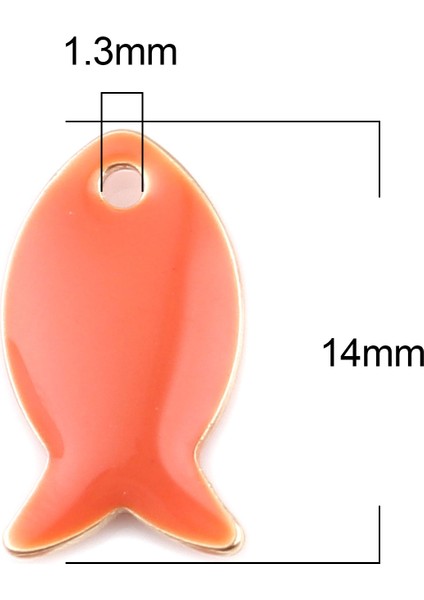 No.14 Boyutu Opper Çift Taraflı Küçük Balık Emaye Sequarmas Kolye Takı Yapımı Bulguları Altın Renk Ayarı x 8mm (Yurt Dışından)