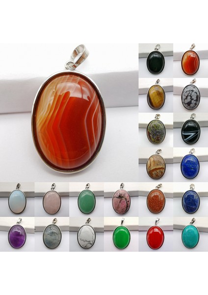 Ametist Rhodonite Tigereye Kristal Opal Obsidyen Labradorit Sodalite Lapis Yeşil Aventurin Resim Stome Mücevher Boncuk Oval Kolye Takı (Yurt Dışından) fiyatları
