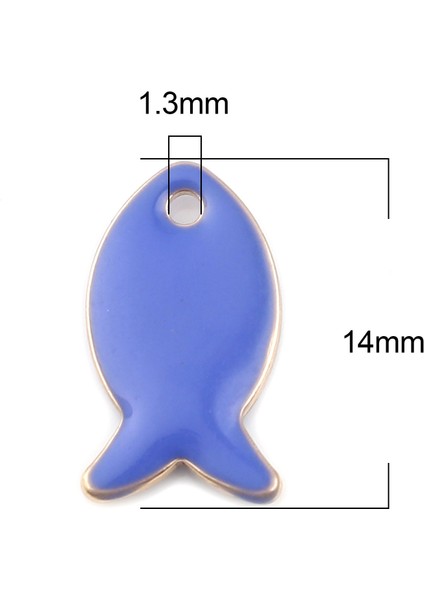 No.6 Boyutu Opper Çift Taraflı Küçük Balık Emaye Sequarmas Kolye Takı Yapımı Bulguları Altın Renk Ayarı x 8mm (Yurt Dışından)
