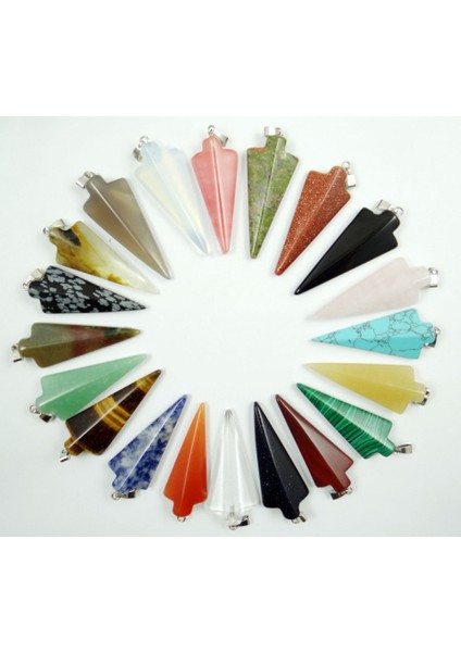 No.17 Doğal Taş Turkuaz Lapis Kuvars Kristal Kaplan Gözü Opal Charm Ok Kolye Diy Takı Yapımı Için Kolye Aksesuarları (Yurt Dışından) fiyatları