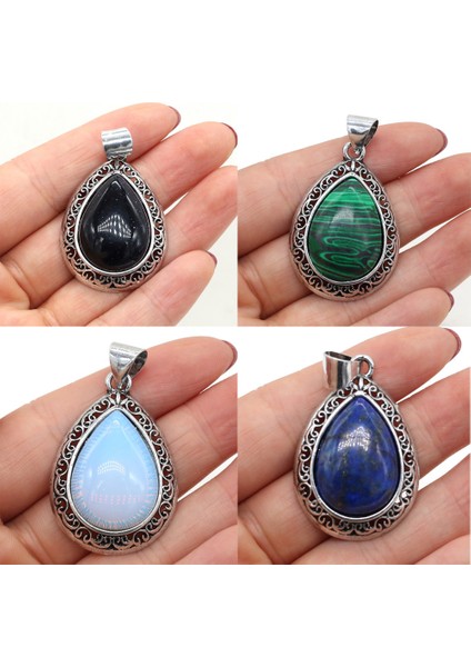 Opal Doğal Taş Akik Kolye Lapis Lazuli Antik Gümüş Renk Kırmızı Kristal Kolye Kolye Takı Yapımı Malzemeleri (Yurt Dışından) fiyatları