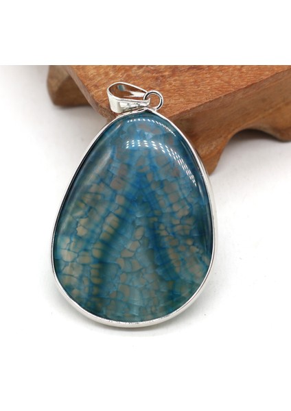 Mavi Doğal Akik Taş Su Damlası Gümüş Kaplama Akik Kolye El Yapımı Takı Yapımı Mücevher Taş Kolye Moda Takılar Kolye (Yurt Dışından)