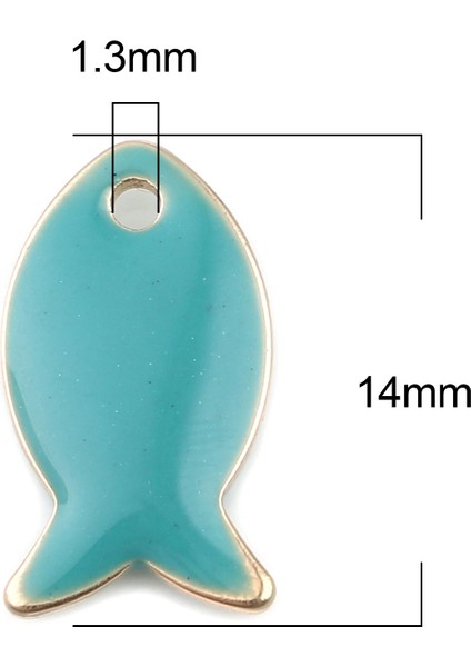No.7 Boyutu Opper Çift Taraflı Küçük Balık Emaye Sequarmas Kolye Takı Yapımı Bulguları Altın Renk Ayarı x 8mm (Yurt Dışından)