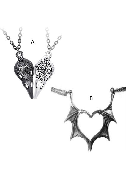 No.22 Boyutu Kişilik Punk Kalp Kanat Kolye Severler Vintage Yarasa Kanat Kalp Çiftler Kolye Kolye Seti Moda Jewerly, Hediyeler, Sevgilisi (Yurt Dışından) indirimleri