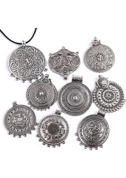 No.13 Boyutu 2pcs Tibet Gümüş Kabile Büyük Yuvarlak Medallion Avize Takılar Dıy Boho Vintage Kolye Takı Yapma Bulgunu (Yurt Dışından) fiyatları