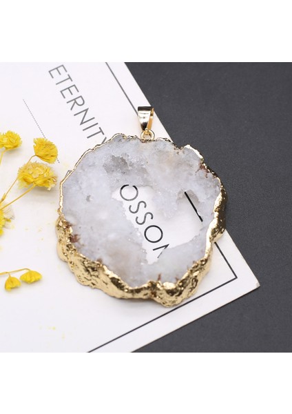 Mavi Doğal Akik Druzy Kolye Düzensiz Altın Kaplama Druzy Kolye Takı Yapımı Için Diy Kadın Kolye Küpe Hediyeler (Yurt Dışından) modelleri