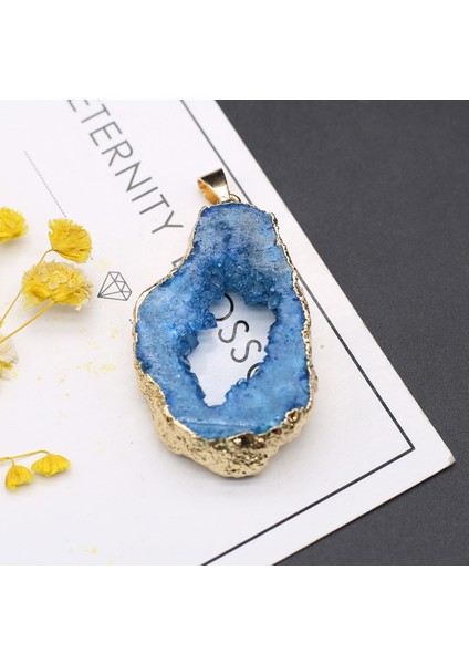 Mavi Doğal Akik Druzy Kolye Düzensiz Altın Kaplama Druzy Kolye Takı Yapımı Için Diy Kadın Kolye Küpe Hediyeler (Yurt Dışından) fırsatları