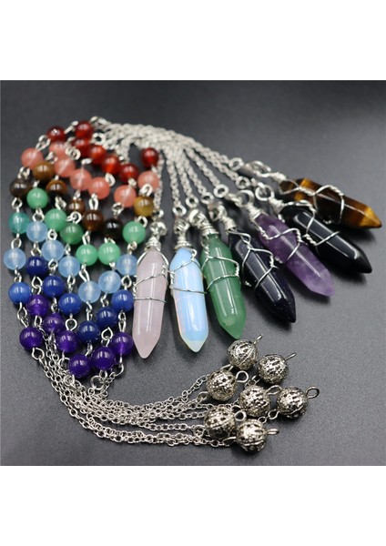 Gümüş Doğal Taş Altıgen Mermi Sarkaç Zincir Çakra Maden Arama Kristal Reiki Şifa Pendül Kolye Sarkaçlar Radiesthesia Için (Yurt Dışından) fiyatları