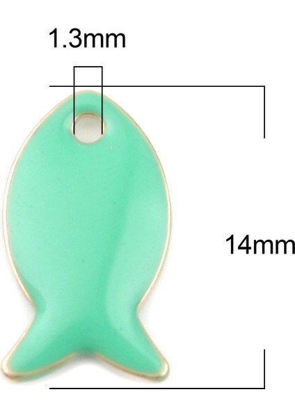 No.10 Boyutu Opper Çift Taraflı Küçük Balık Emaye Sequarmas Kolye Takı Yapımı Bulguları Altın Renk Ayarı x 8mm (Yurt Dışından)