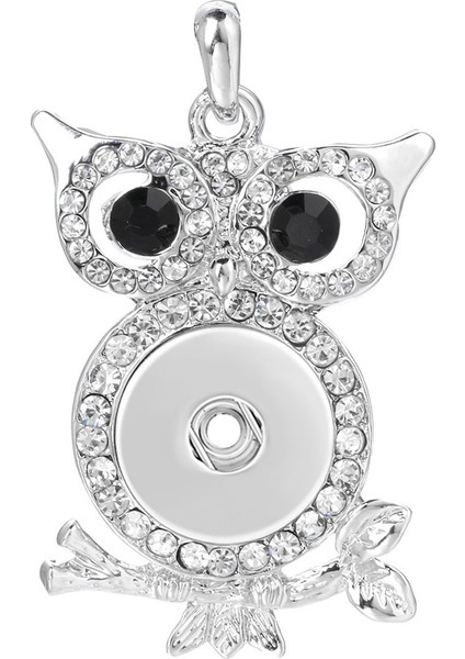 No.5 Boyutu Yeni Yapış Kolye Kolye Rhinestone Metal Baykuş Kolye Fit Snap Düğmesi Moda Yapış Takı Baykuş Kolye (Yurt Dışından)