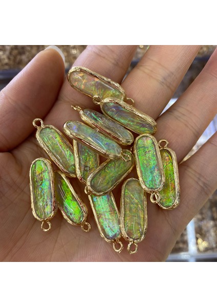 7X21MM 2 Adet Ince Sentetik Opal Kolye Reiki Heal Altın Plaka Küpe Aksesuarları Moda Takı Yapımı Için Kadın Kolye Küpe (Yurt Dışından)