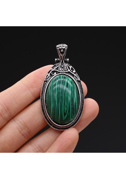 Malakit Doğal Taş Tibet Gümüş Kolye Lapis Lazuli Turquoises Kristal Vintage Takı Yapımı Için Diy Kolye Küpe Hediyeler (Yurt Dışından)