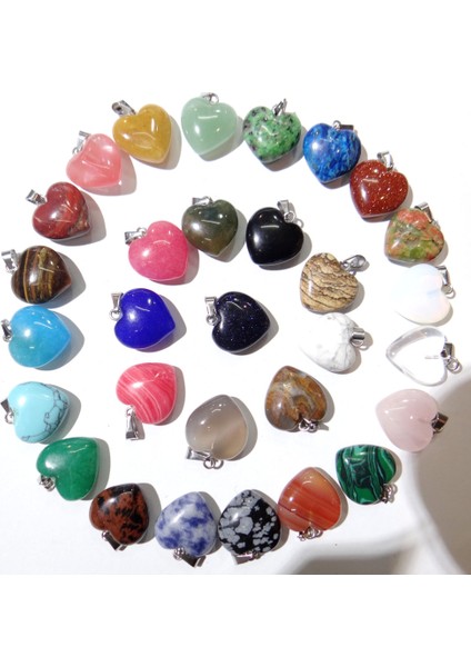 No.15 16 mm Doğal Taş Kuvars Kristal Turquoises Kaplan Gözü Opal Charm Kalp Kolye Diy Takı Yapımı Kolye Aksesuarla (Yurt Dışından)