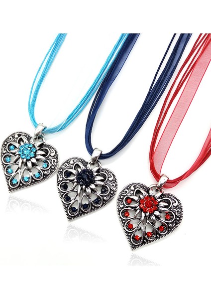 Kırmızı Yeni!vintage Oktoberfest Takı Renkli Rhinestone Edelweiss Kolye Kolye Ayarlanabilir Şerit Halat Kolye Dirndl Takı (Yurt Dışından) modelleri