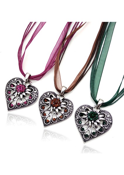 Kırmızı Yeni!vintage Oktoberfest Takı Renkli Rhinestone Edelweiss Kolye Kolye Ayarlanabilir Şerit Halat Kolye Dirndl Takı (Yurt Dışından) fırsatları