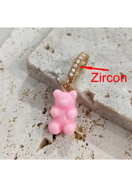 080002RR Kore Renkli Sevimli Karikatür Ayı Zirkon Kolye Aksesuarları Büyüleyici Kolye Dıy Bilezik Güzel Halhal Benzersiz Takı Hediye (Yurt Dışından)