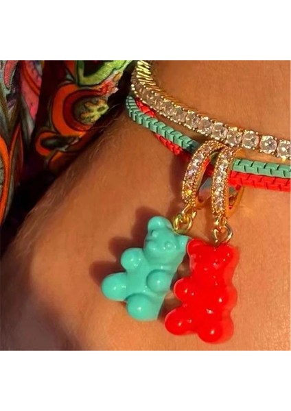 080002RR Kore Renkli Sevimli Karikatür Ayı Zirkon Kolye Aksesuarları Büyüleyici Kolye Dıy Bilezik Güzel Halhal Benzersiz Takı Hediye (Yurt Dışından) indirimleri