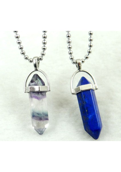 No.11 Doğal Taş Kuvars Kristal Lapis Florit Mix Taş Altıgen Sütun Kolye Paslanmaz Çelik Kolye Kadınlar Için Moda Takı (Yurt Dışından) fiyatları