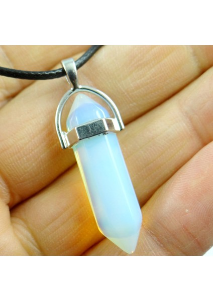 No.33 Doğal Taş Lapis Opal Pembe Mor Kristal Taş Altıgen Sütun Kolye Kolye Deri Zincirler Kolye Moda Takı (Yurt Dışından) indirimleri