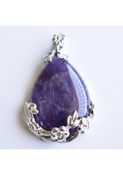 Obsidyen Kadın Doğal Taş Mor Kristal Aventurin Lapis Lazuli Gözyaşı Kakma Metal Çiçek Kolye Lot Ücretsiz (Yurt Dışından) indirimleri