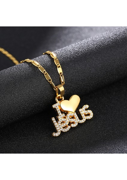 Altın Trendy Mektubu I Love Isa Şekli Kolye Kolye Kadın Kolye Bohem Kristal Kakma Kolye Dini Aksesuarlar Takı (Yurt Dışından) modelleri