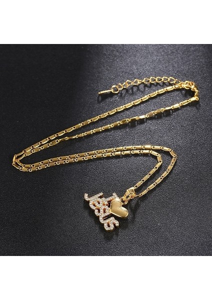 Altın Trendy Mektubu I Love Isa Şekli Kolye Kolye Kadın Kolye Bohem Kristal Kakma Kolye Dini Aksesuarlar Takı (Yurt Dışından) fırsatları