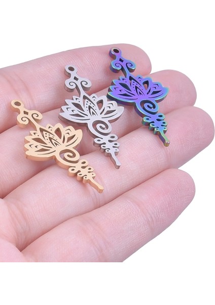 S798-S Lotus Çiçeği Içi Boş Vintage Desen Paslanmaz Çelik Kolye El Sanatları Yapımı Muska Kolye Kadın Erkek Takı (Yurt Dışından)