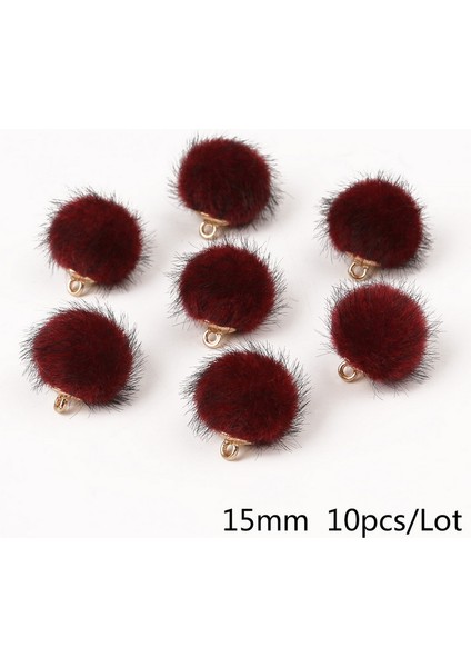 Bordo Lot Kürk Ponpon Kaplı Top Boncuk Charm Kolye Kolye Takı Yapımı Için Dıy Kadın Takı Aksesuarları (Yurt Dışından)