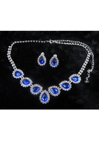 ÇG13 Trendy Mavi Su Damlası Rhinestones Kadın Kolye Gümüş Renk Kakma Zirkon Kolye Kadın Aksesuarları Için (Yurt Dışından) indirimleri