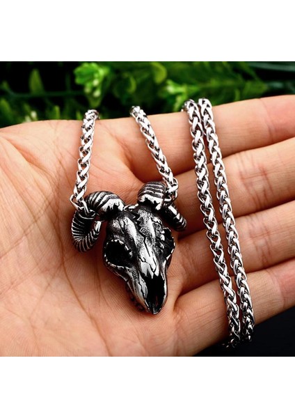 AL5946-GÜMÜŞ Retro Punk Iskandinav Viking Boğa Başkanı Kolye Kolye Erkekler Için Klasik Hayvan Kişilik Takı (Yurt Dışından)