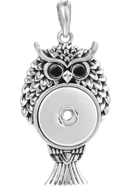 No.23 Boyutu Yeni Yapış Kolye Kolye Rhinestone Metal Baykuş Kolye Fit Snap Düğmesi Moda Yapış Takı Baykuş Kolye (Yurt Dışından)