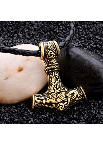 A9184-ALTIN Retro Viking Thor'un Çekiç Kolye Kolye Erkek Otoriter Punk Trend Lokomotif Parti Takı (Yurt Dışından) modelleri
