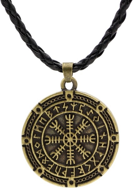 A13631-GÜMÜŞ Vintage Viking Rune Pusula Kolye Kolye Claunk Erkek Iskandinav Muska Takı (Yurt Dışından)