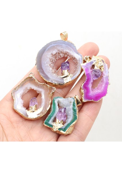 Beyaz Doğal Druzys Taş Kolye Düzensiz Kaplama Altın Doğal Akik Taş Kolye Yapımı Için Dıy Takı Aksesuarları (Yurt Dışından) fiyatları